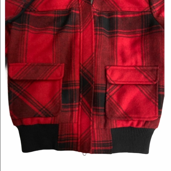 Old Navy-Red&Black Buffalo Wool Jacket Girl-L - Picture 3 of 4
